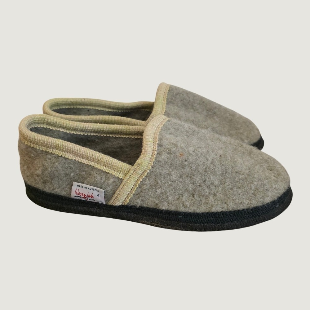 Wesenjak Womens Boiled Wool Slippers EU 41 US Size 10 Gray House Shoes Austria